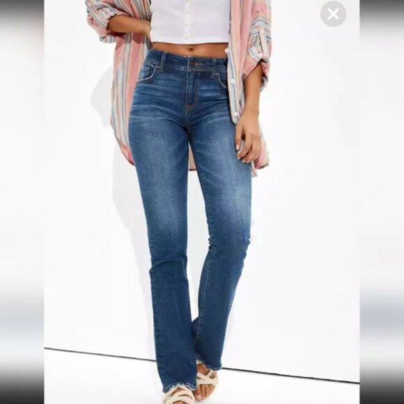 American Eagle Low Rise Kick Boot Stretch Jean Size 12 - Picture 2 of 11